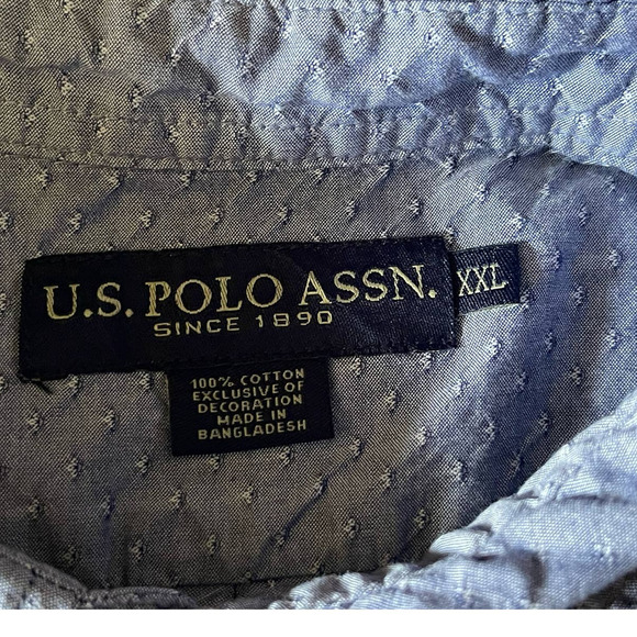 U.S. Polo Assn. Men's Dress Shirt XXL Blue Short Sleeve Button Down Collar - Picture 5 of 8
